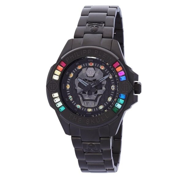 NWT Authentic Philipp Plein The Skull Quartz Crystal Black Dial Unisex Watch - Picture 1 of 5